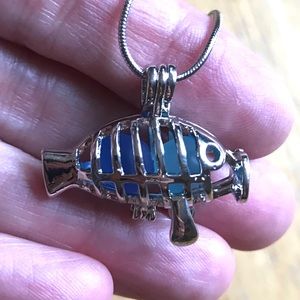 Funky Fish Locket Necklace with Sea Glass